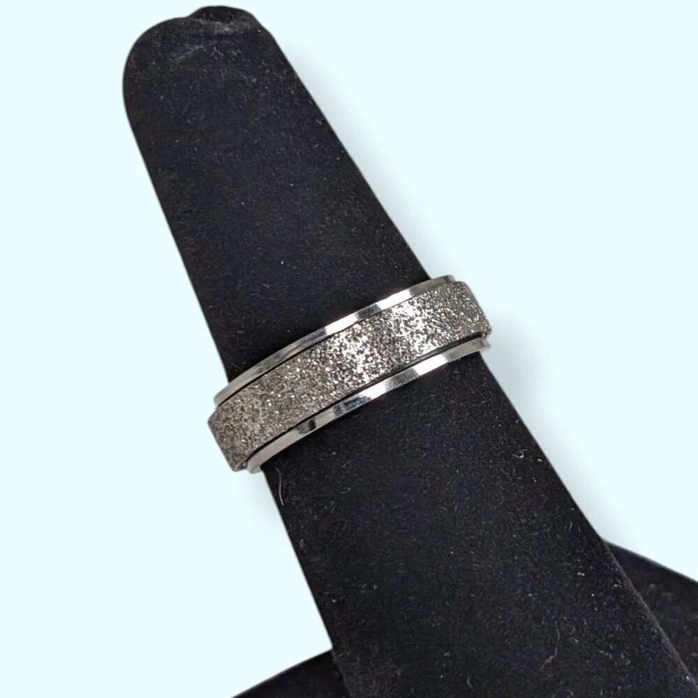 Silver Sparkly Spinning Fidget Ring